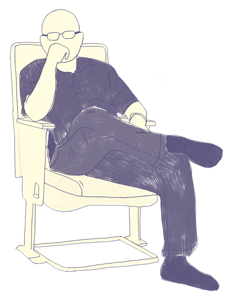 drawing - ricky lee sitting on chair